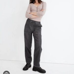NEW NWT! $98 madewell relaxed gray black utility high rise straight jeans pants